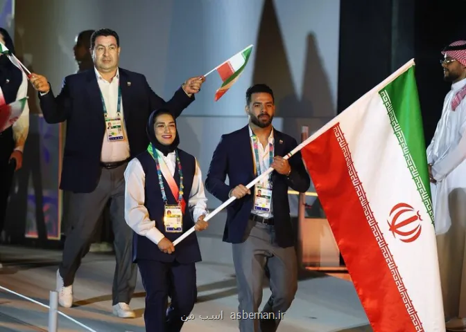رژه کاروان ورزش ایران در بازیهای کشورهای اسلامی با شعار ملت واحد